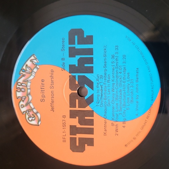 Jefferson Starship Spitfire LP Vinyl 1976 Grunt Records by RCA Records New York - Picture 9 of 14